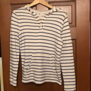 Blue and white striped sweater, size 16
